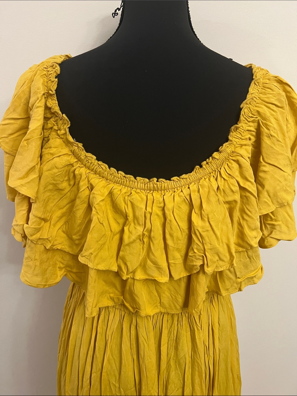 Fashion Nova Yellow Ruffle-Off-Shoulder Maxi Dress - Picture 4 of 9